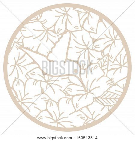 Scalable vectorial image representing a vintage bird floral label, isolated on white.