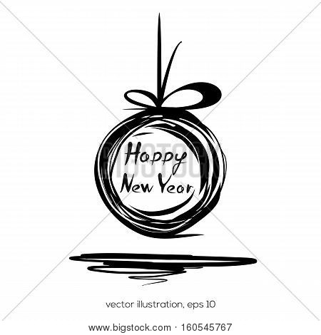 Sloppily painted Christmas ball on a white background. Happy New Year. Vector illustration