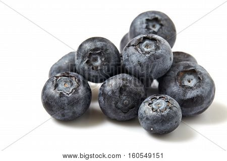 Blueberries (cyanococcus) isolated on white background, health, macro,