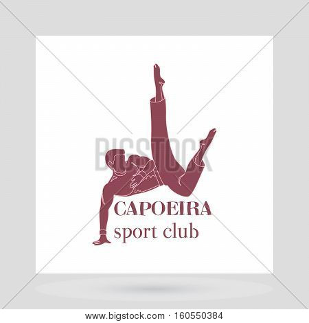 Sport club logo design presentation. Capoeira man symbol on white. Vector illustration