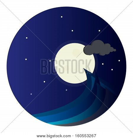 Night sea and moon in storm time