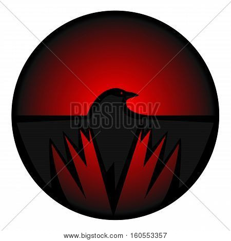 Crow eye and wings circle icon red