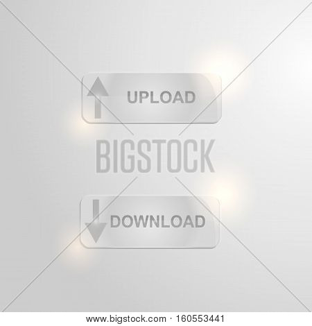Two glass shine download and upload buttons