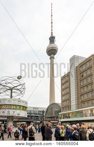 BERLIN, GERMANY- May 18, 2016: Tv tower or Fersehturm in Berlin on May 18, 2016. BERLIN, Germany.
