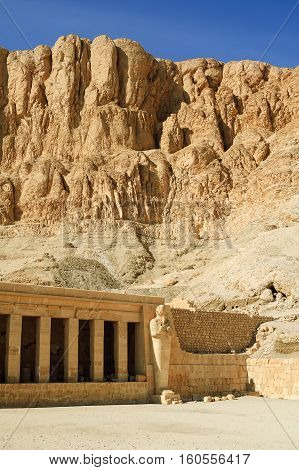 Hatchepsut Temple in Luxor near Nile river. Egypt