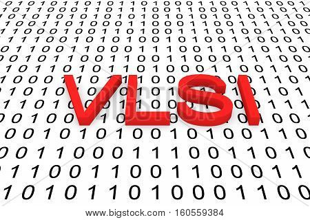 VLSI in the form of binary code, 3D illustration