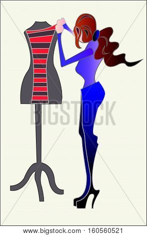 a tailor working, cartoon drawing, art work