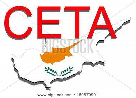 Ceta - Comprehensive Economic And Trade Agreement On White Backgound, Cyprus Map