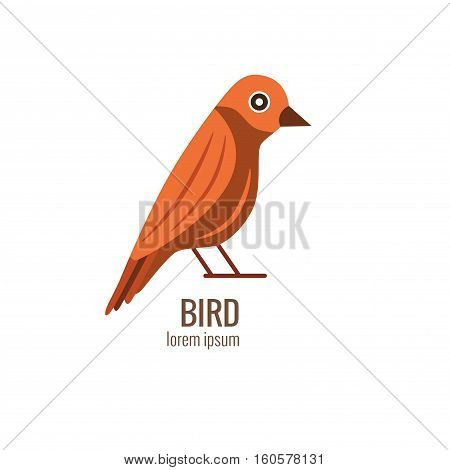 Colorfu cartoon forest bird logo isolated illustration. Vector european forest bird icon made in flat style.