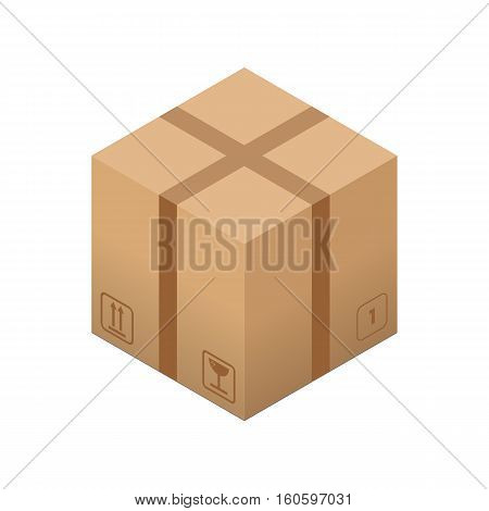 Flat carton box. Transport and packaging. Post service and online delivery.