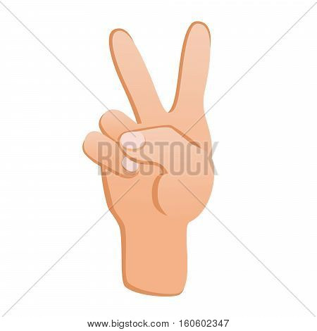 Human hand with gesture Victory. Sign of success. Isolated on white background. Stock vector.