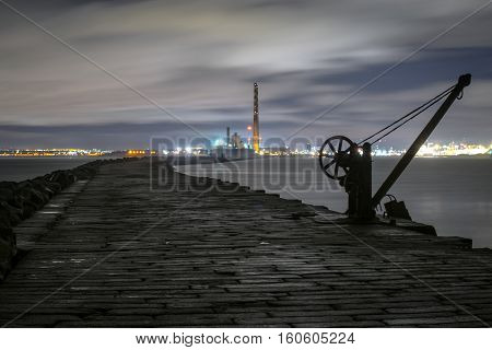 Dublin docklands, Poolbeg lighthouse, Dublin Ireland view