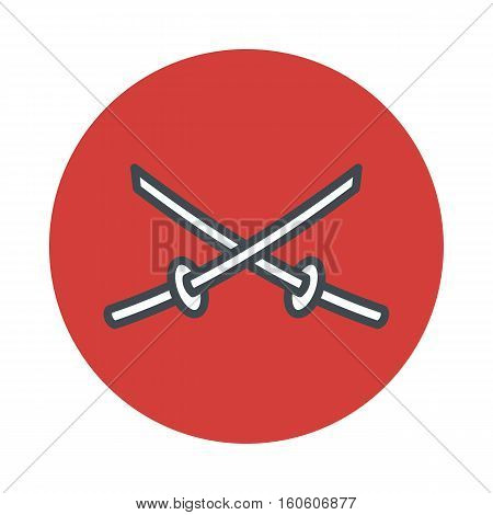 Japan sword katana icon isolated on white background. Vector illustration