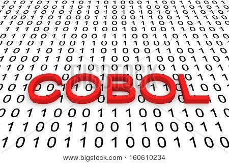 COBOL as a binary code 3D illustration