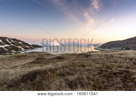 Glaciers on the arctic ocean in Greenland