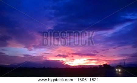 The Sky And Cloudy On Twilight