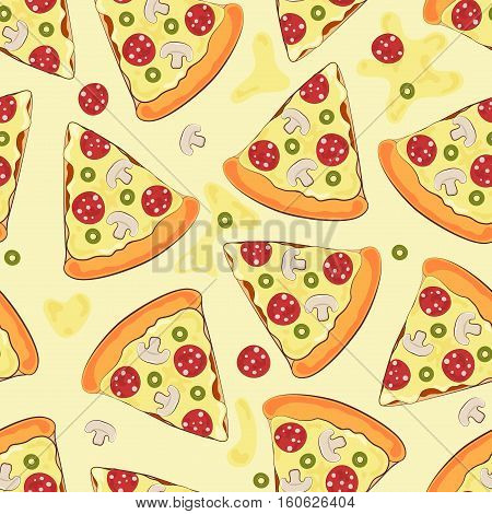 Seamless background with pizza. Pizza. Vector illustration.