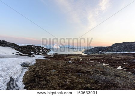Glaciers on the arctic ocean in Greenland