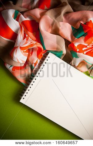 rerto background with drapery and notebook with copy space