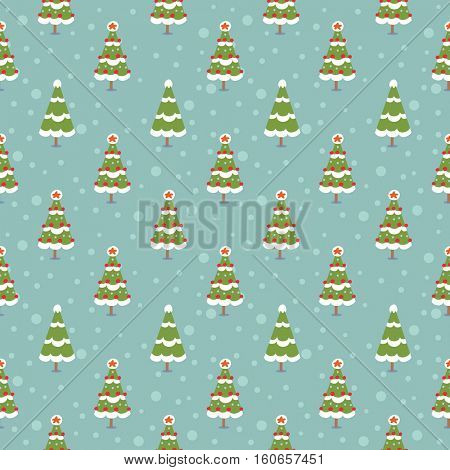 Winter seamless background with pine trees in the forest