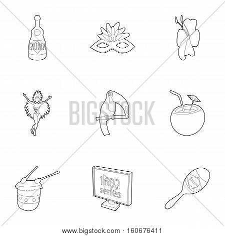 Tourism in Brazil icons set. Outline illustration of 9 tourism in Brazil vector icons for web