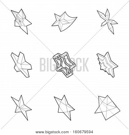 Types of stars icons set. Outline illustration of 9 types of stars vector icons for web