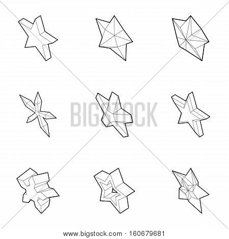 Star figure icons set. Outline illustration of 9 star figure vector icons for web