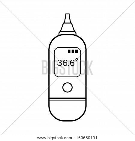Infrared ear thermometer. Linear flat object of medical equipment. Device for measuring temperature of human