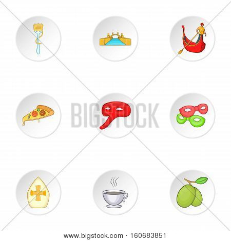 Venice icons set. Cartoon illustration of 9 Venice vector icons for web