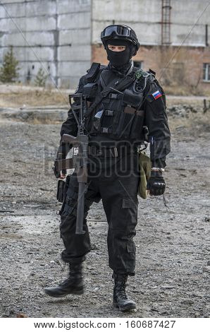 Russian Special Forces Training At A Military Training Ground.