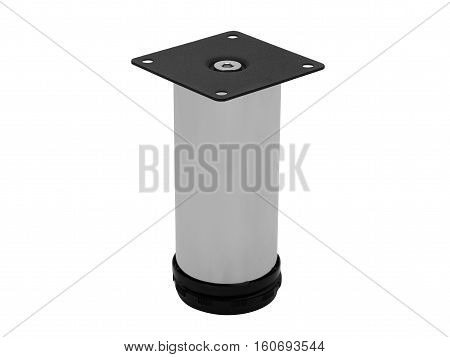 Short metal furniture leg isolated on white background