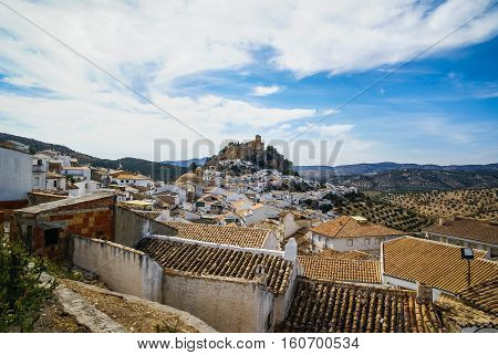 Beautiful Cityscape With Castle On  Hill In Montefrio, Spain