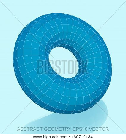 Abstract stereometry: low poly Blue Torus. 3D polygonal object, EPS 10, vector illustration.