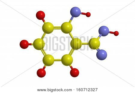 Molecular structure of salicylic acid plant hormone used in natural medicine 3D rendering