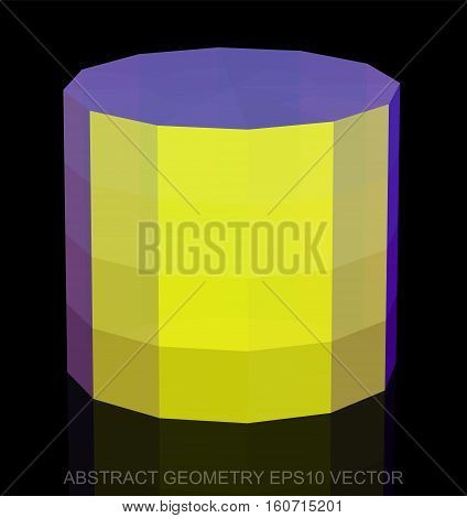 Abstract stereometry: low poly Yellow Cylinder. 3D polygonal object, EPS 10, vector illustration.