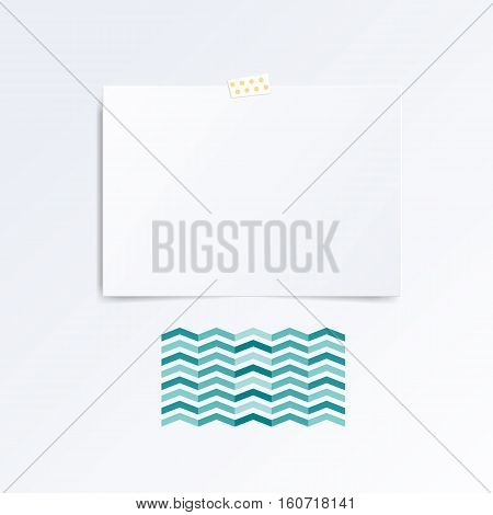 Sheet of paper folded in half. Mock up template isolated on white. Aquarelle surges on white background.