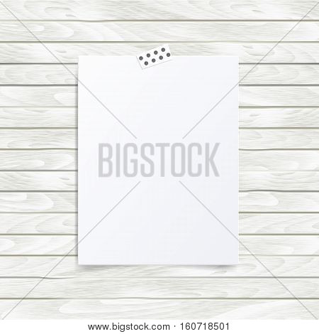 Blank half-fold brochure design. Mood board template isolated on wooden background. Mock up vector template.