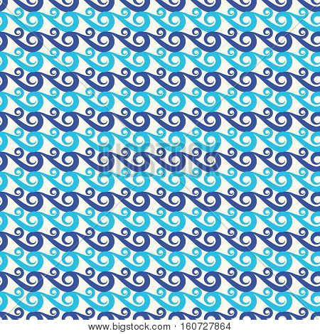 Blue waves vector seamless background. Abstracr pattern wave line illustration