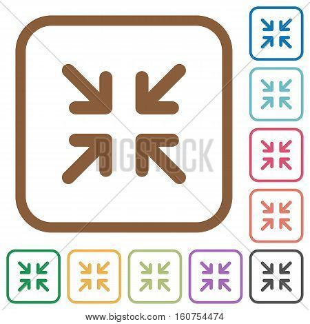 Minimize simple icons in color rounded square frames on white background