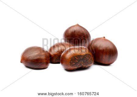 Fresh hot Chestnuts isolated on white background