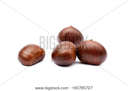 Fresh hot Chestnuts isolated on white background