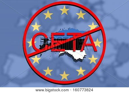 Anty Ceta - Comprehensive Economic And Trade Agreement On Euro Union Background, Estonia Map