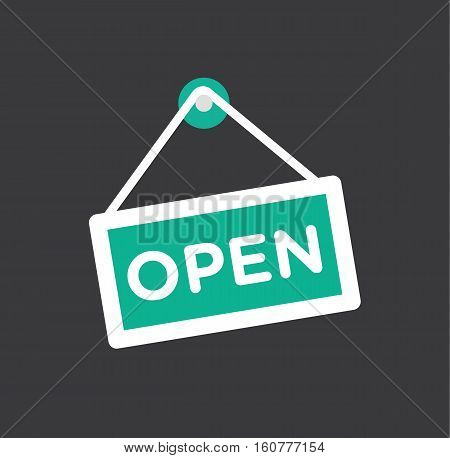 Open store icon symbol - door opening icon flat vector stock