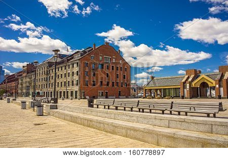 Customhouse Block In Long Wharf Landing In Boston