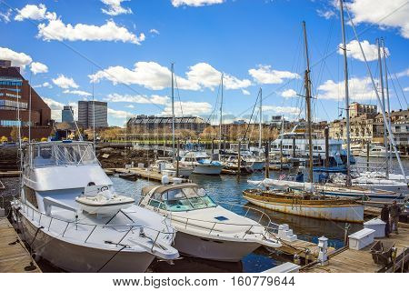 Long Wharf And Customhouse Block With Sailboats And Yachts