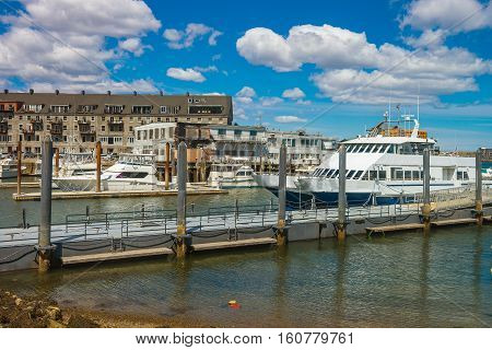 Long Wharf With Customhouse Block And Yachts In Charles River