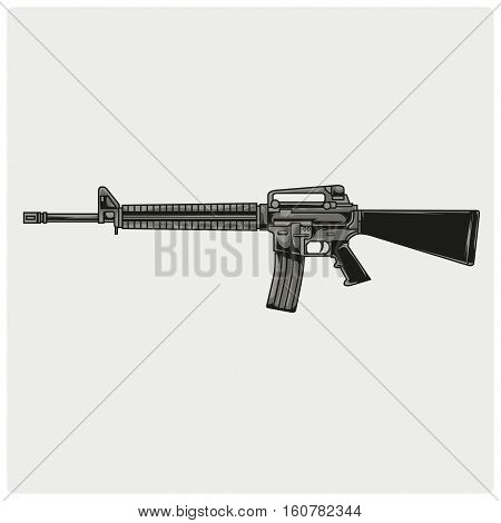 A vector illustration of AR-15. AR-15 illustration icon.