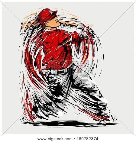 Illustration vector a baseball player from particle