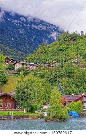 Chalet In Lake Brienz And Brienzer Rothorn Mountain Bern Switzerland