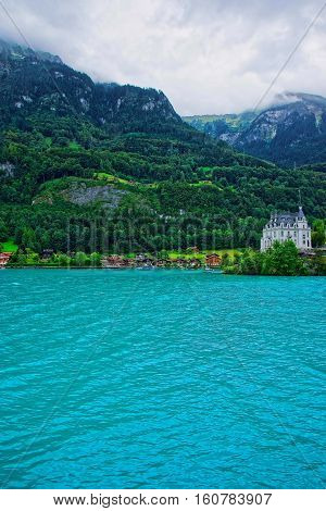 Mansion On Lake Brienz And Brienzer Rothorn Mountain Bern Swiss